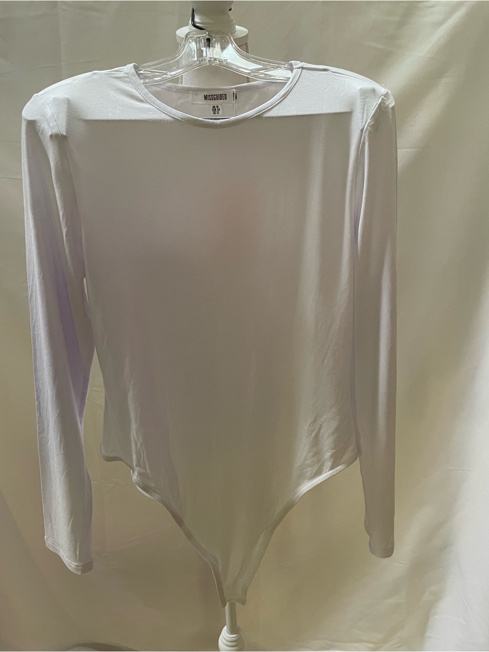 Missguided White Long Sleeve Crew Neck Bodysuit